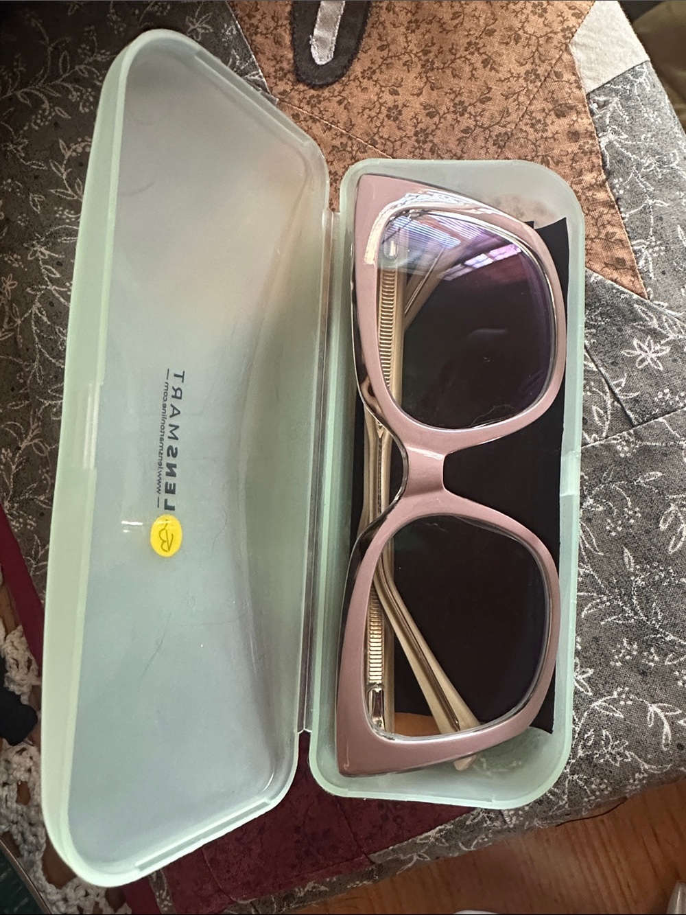 Women's Pink blue light glasses with Protective Case